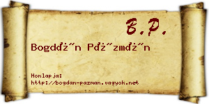 Bogdán Pázmán névjegykártya